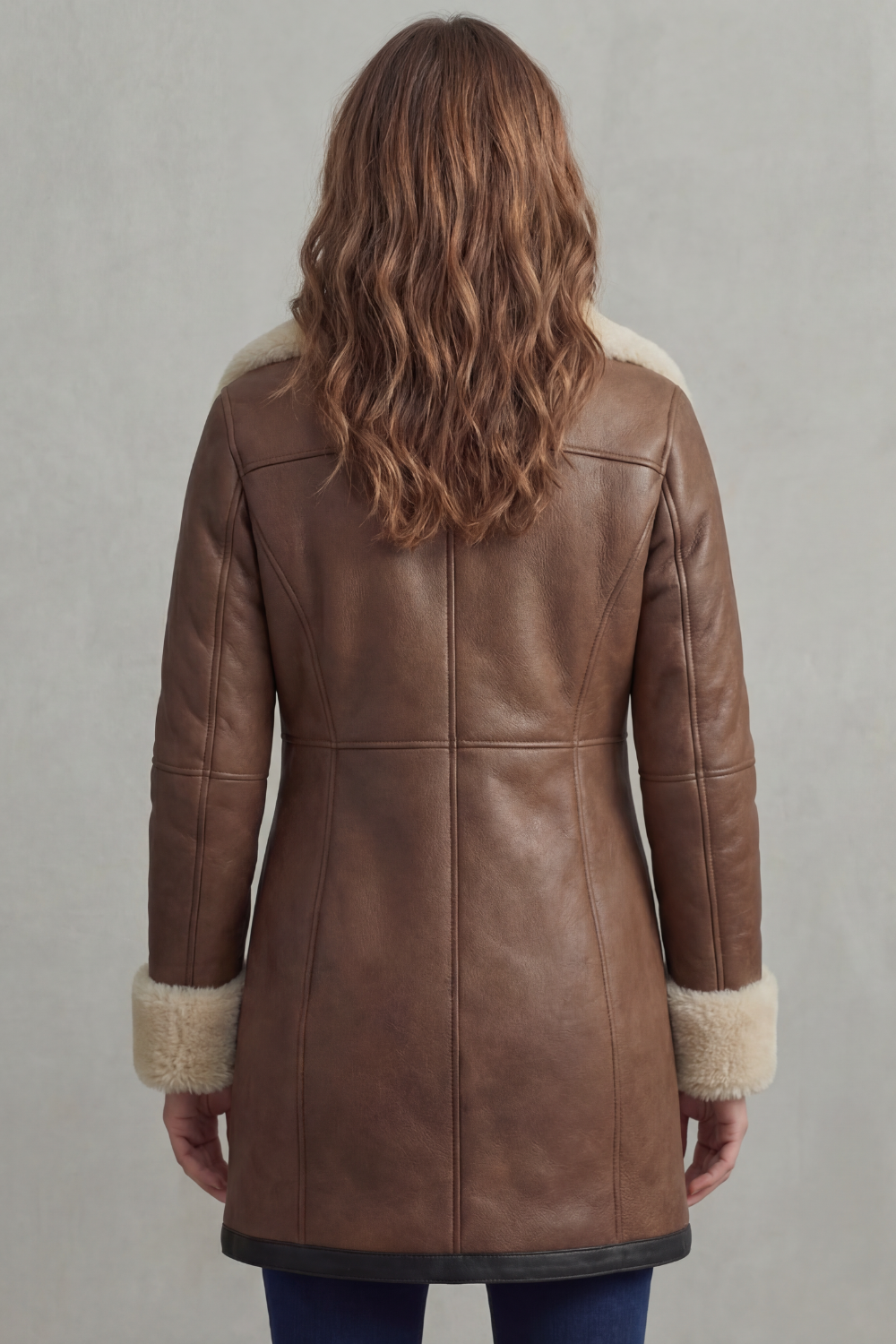Elisara | Women's Shearling Collar Leather Winter Coat