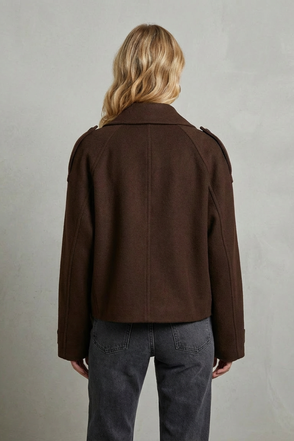 Élise | Women's Double-breasted French Woolen Jacket Cropped City Coat