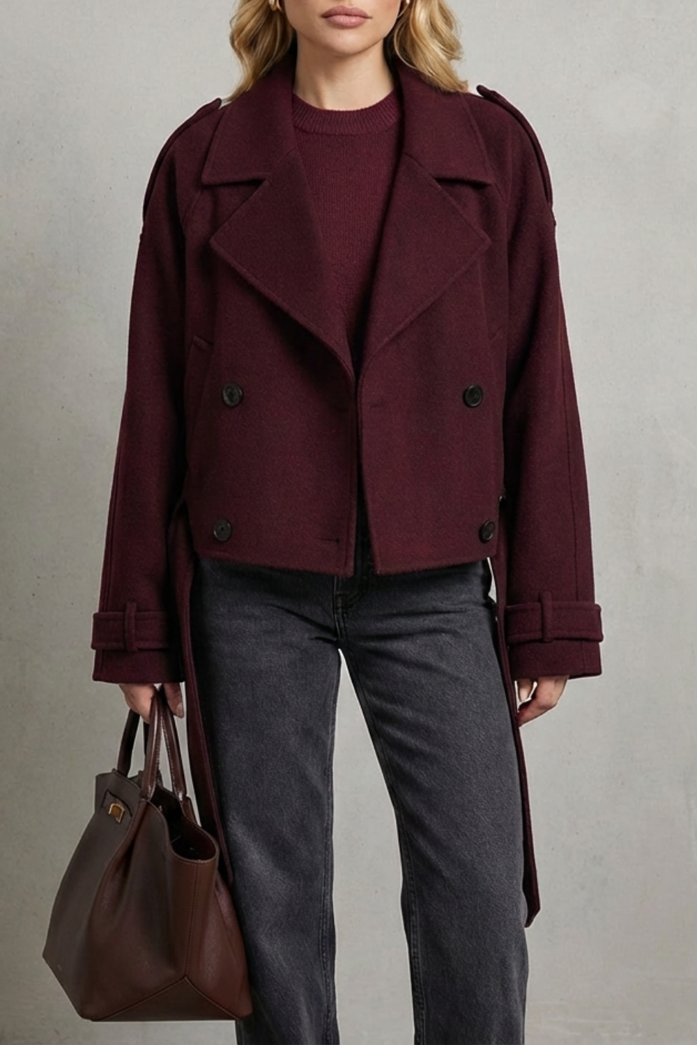 Élise | Women's Double-breasted French Woolen Jacket Cropped City Coat