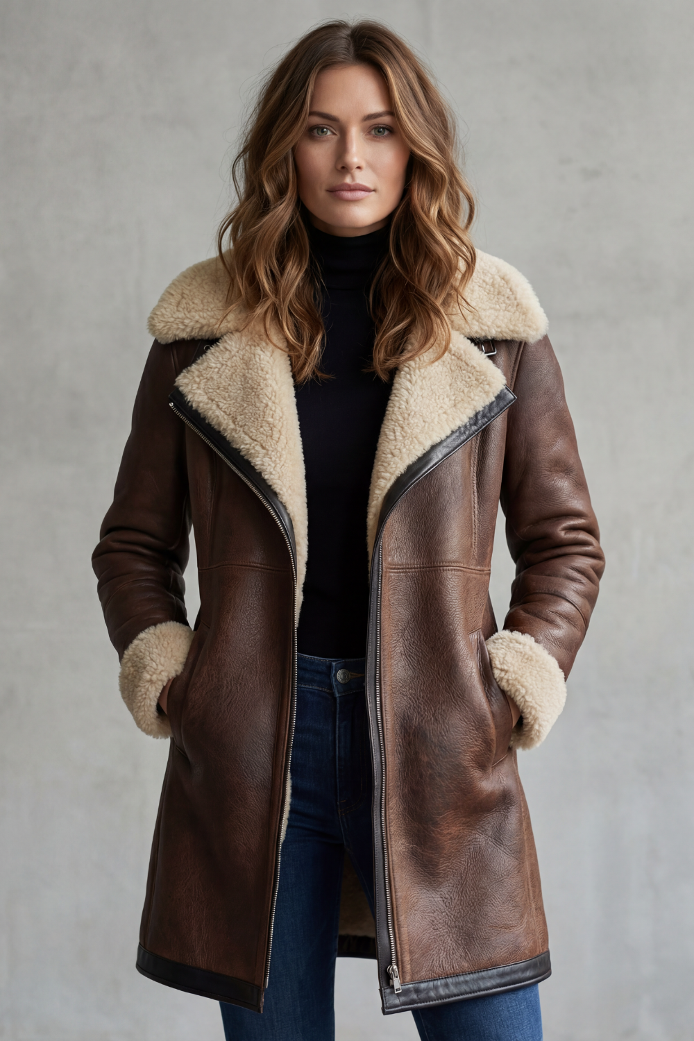 Everlyn | Women's Shearling-lined Elegance Leather Coat