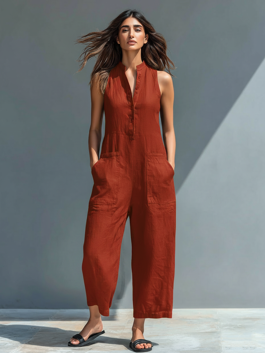Vittoria | Sleek Black Linen Jumpsuit
