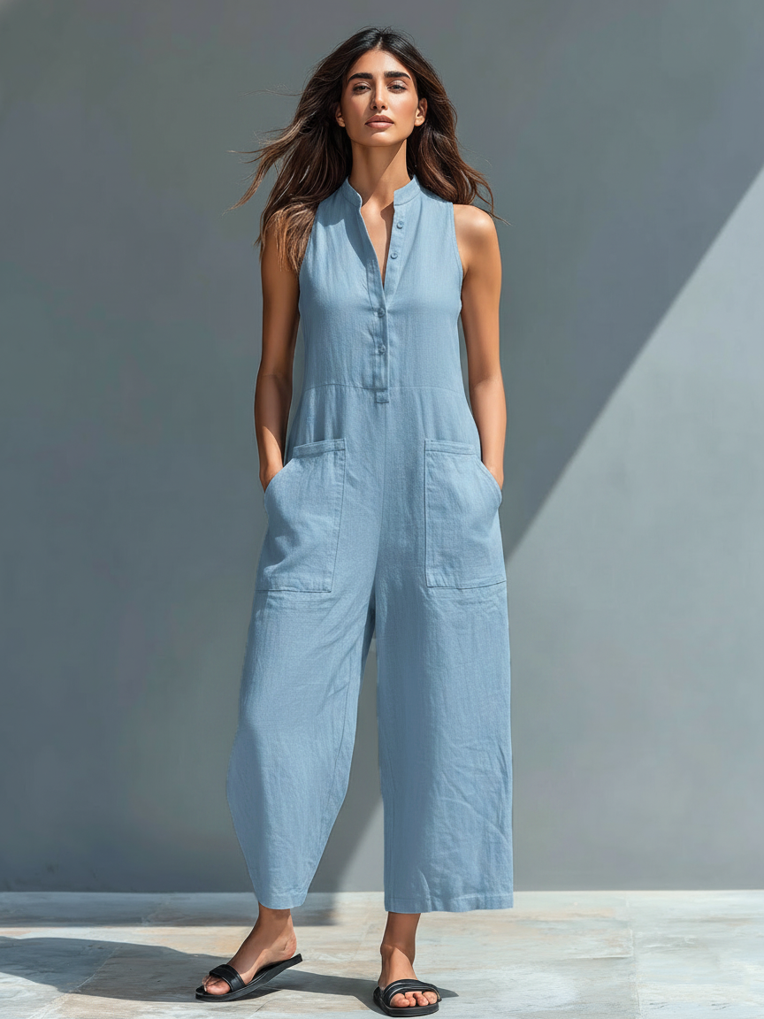 Vittoria | Sleek Black Linen Jumpsuit