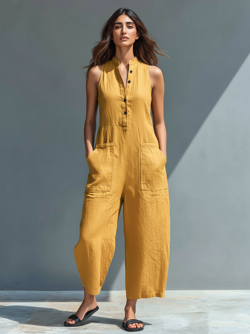 Vittoria | Sleek Black Linen Jumpsuit