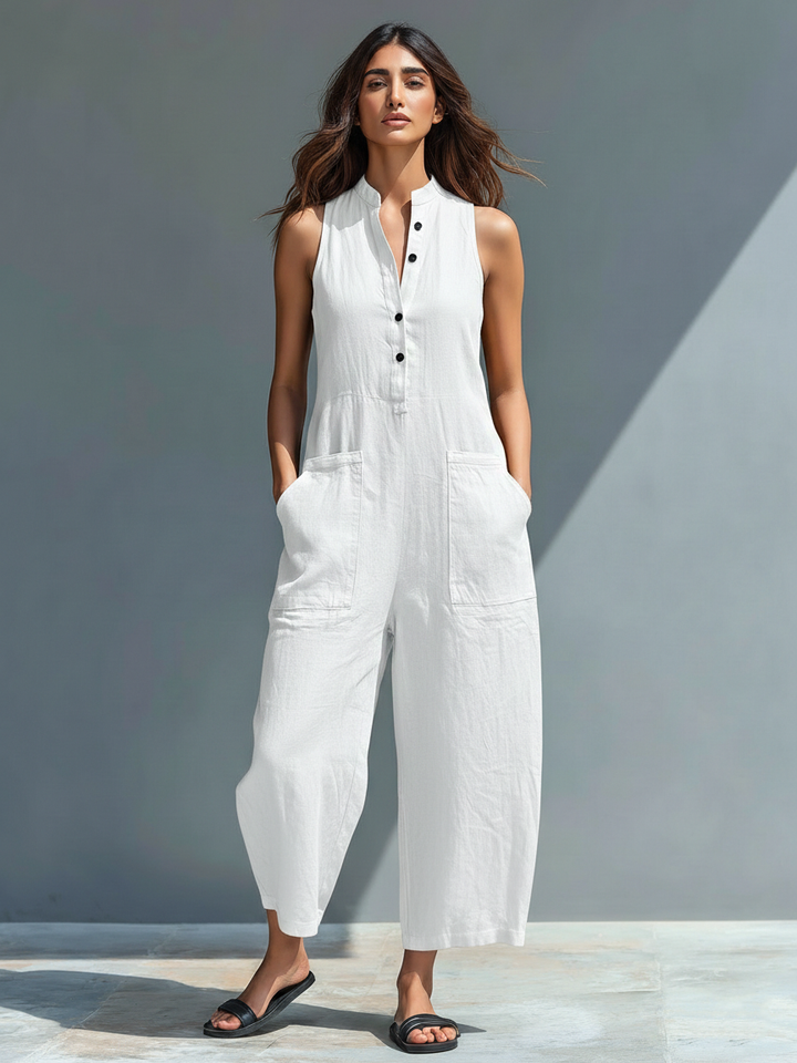 Vittoria | Sleek Black Linen Jumpsuit