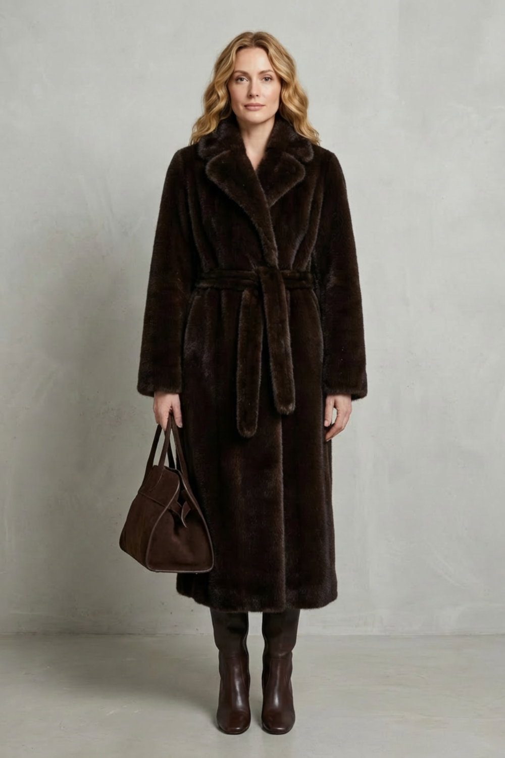 Marivonne | Women's Oversized Silhouette Faux Fur Long Coat