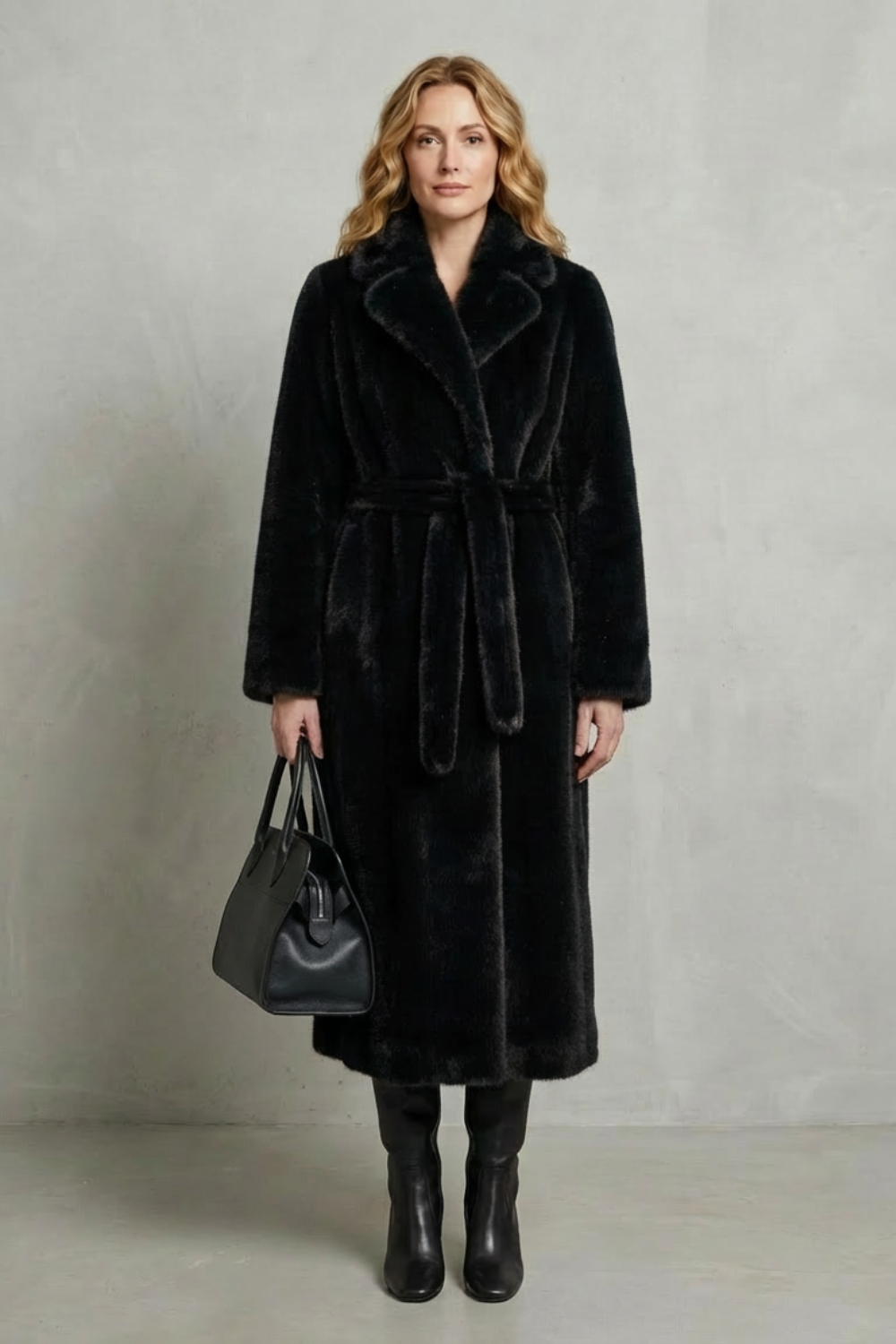 Marivonne | Women's Oversized Silhouette Faux Fur Long Coat