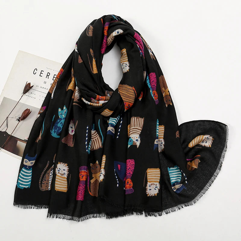 Katy | Cat Print Scarf