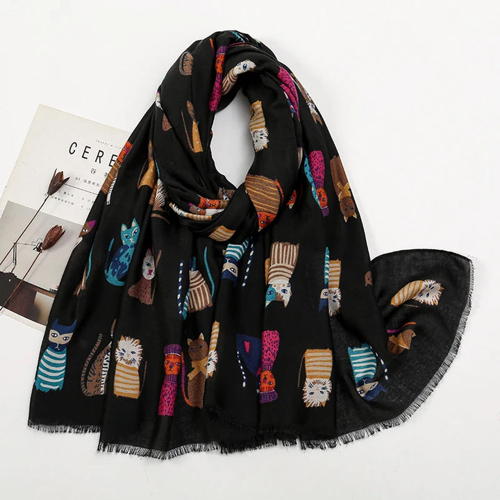 Katy | Cat Print Scarf