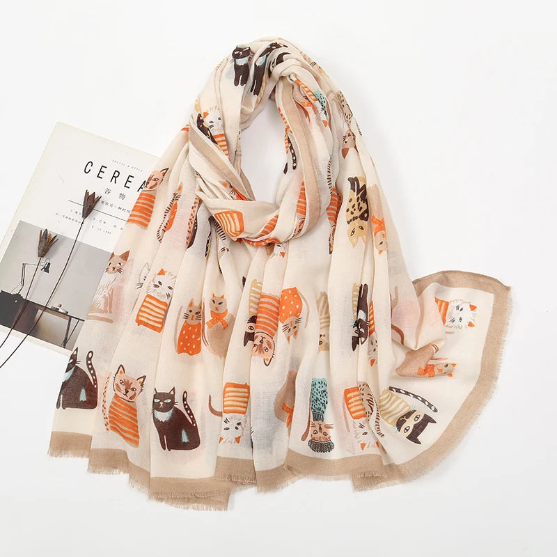 Katy | Cat Print Scarf