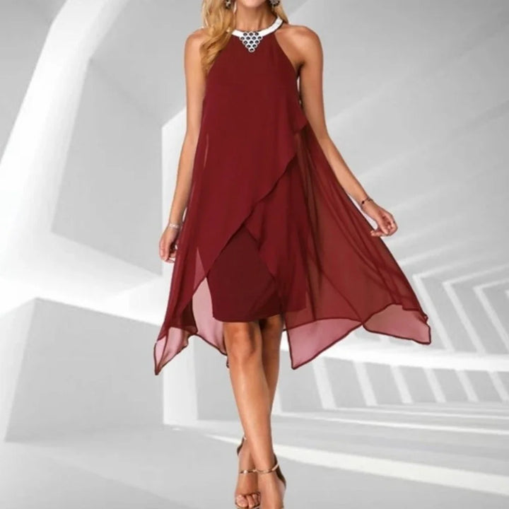 Jules | Ladies' Elegant Sleeveless Irregular Dress Mesh Slits