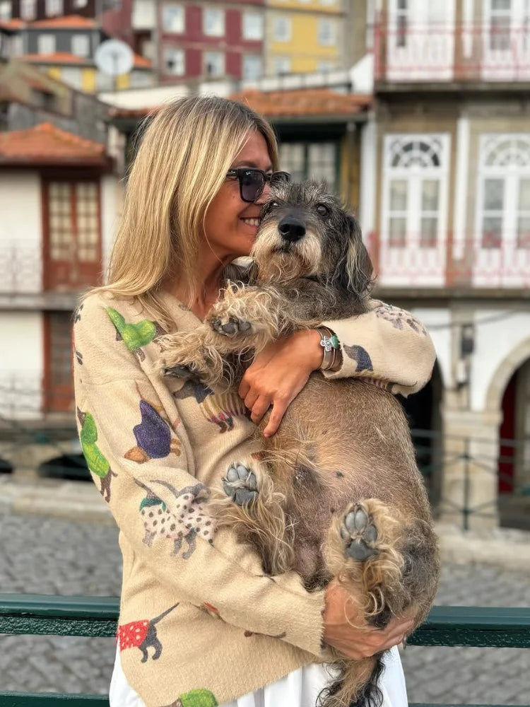 Lucy | Women's cardigan with dachshund print