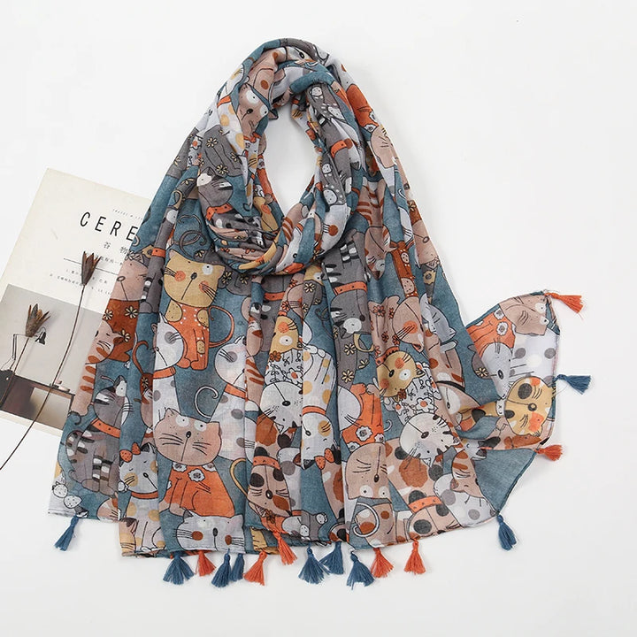 Katy | Cat Print Scarf
