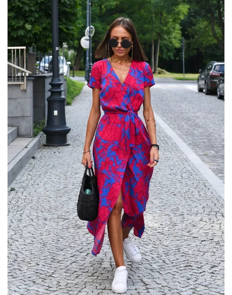 Elsa | Midi Dress with Split in Floral Print