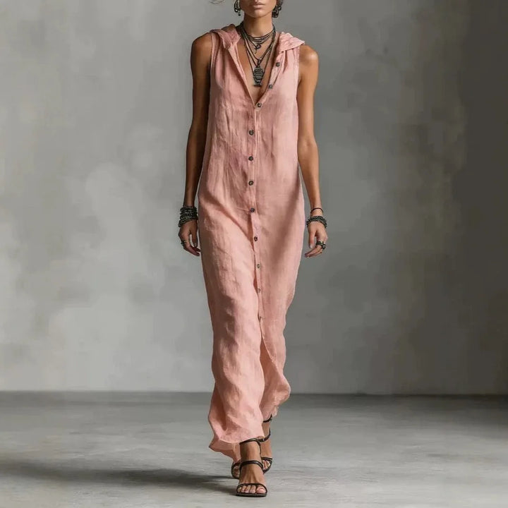 Nino Dress - Nuevo vestido de verano de color sólido con botones