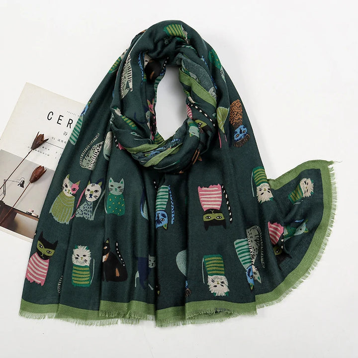 Katy | Cat Print Scarf
