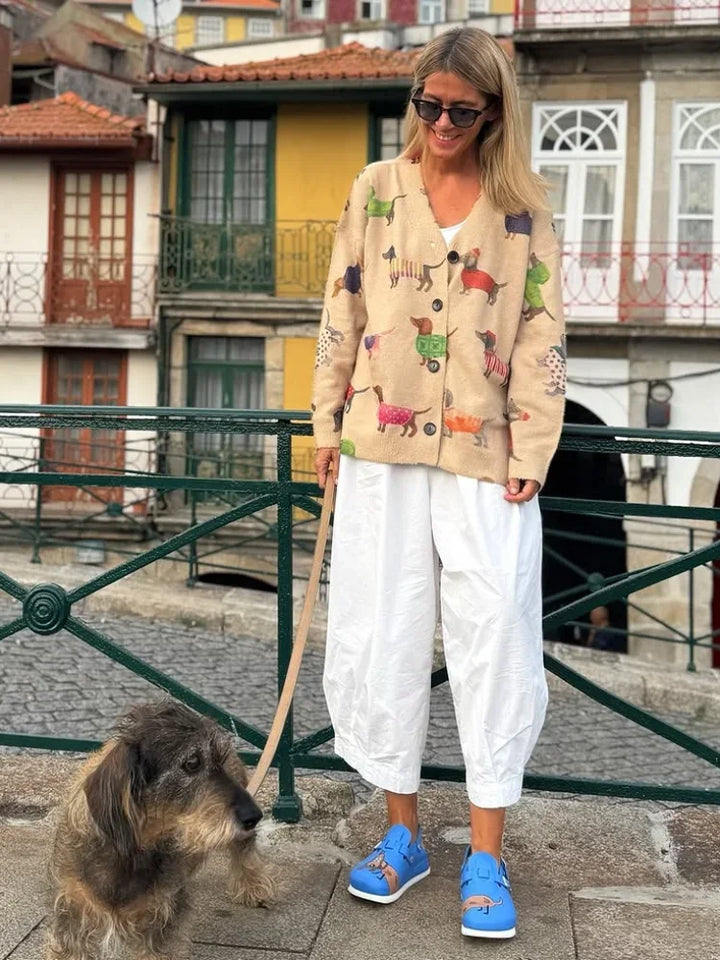 Lucy | Women's cardigan with dachshund print