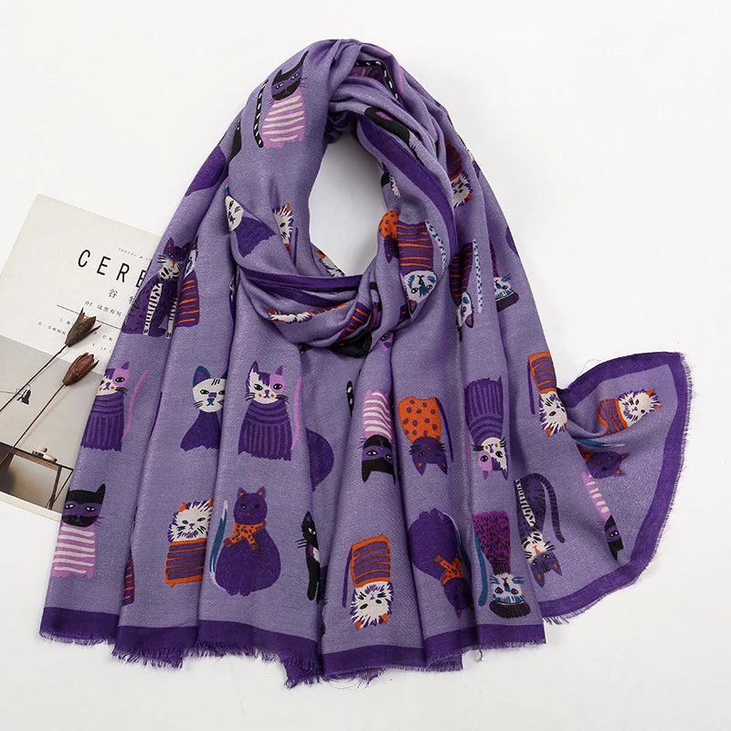 Katy | Cat Print Scarf