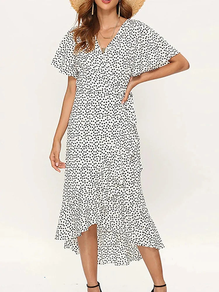 Andy | Women's Floral Print Boho Long Chiffon Dress
