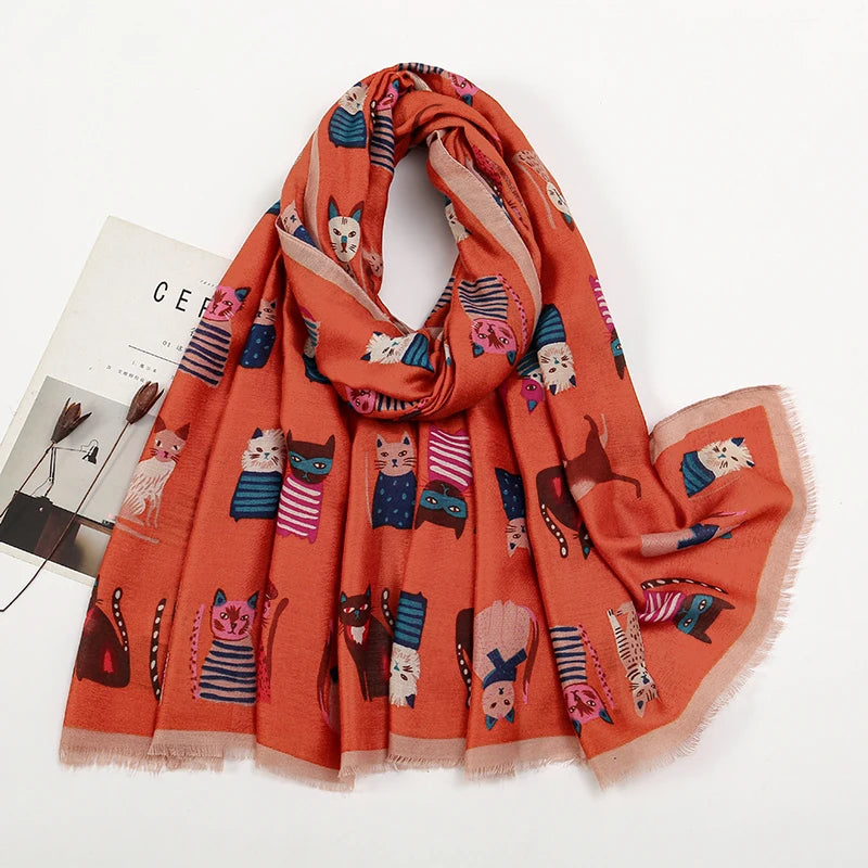 Katy | Cat Print Scarf