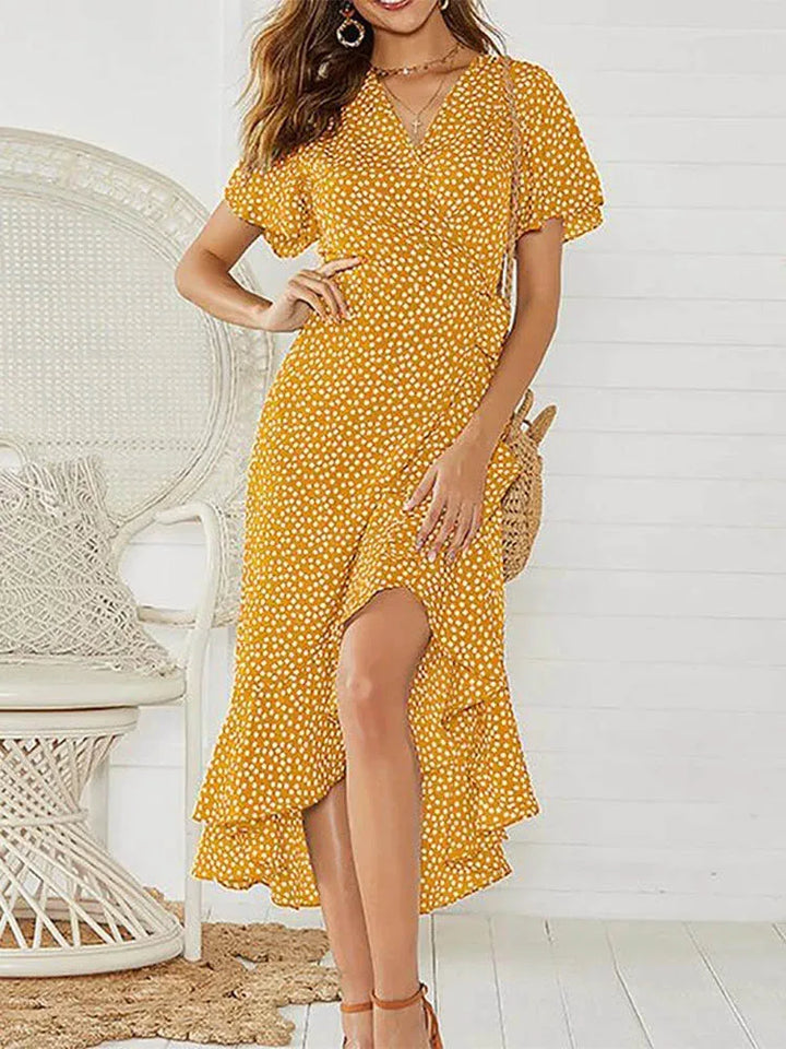 Andy | Women's Floral Print Boho Long Chiffon Dress