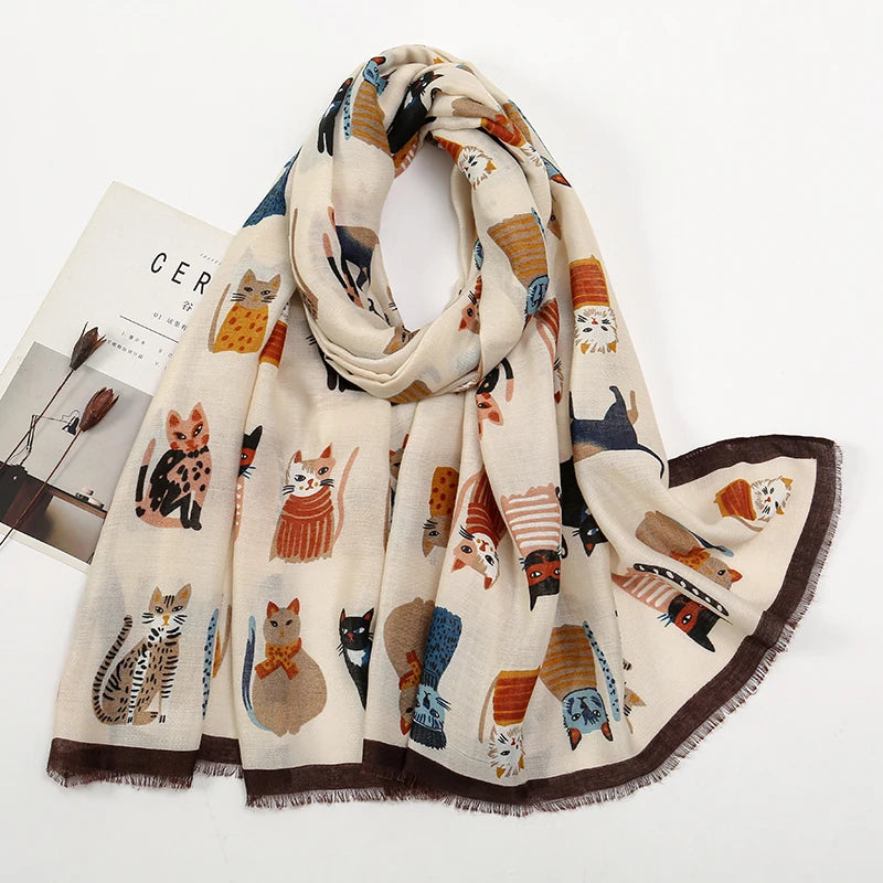 Katy | Cat Print Scarf