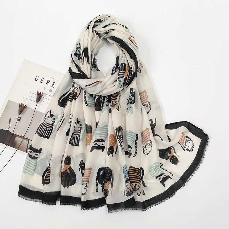 Katy | Cat Print Scarf