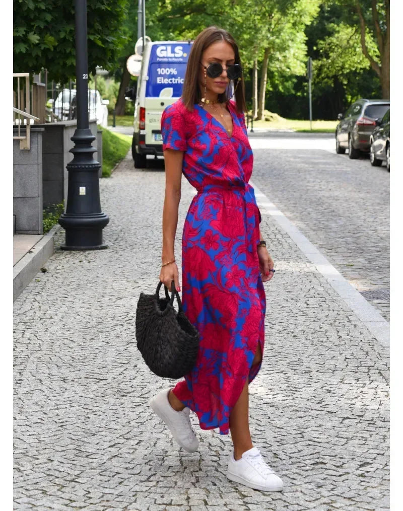 Elsa | Midi Dress with Split in Floral Print