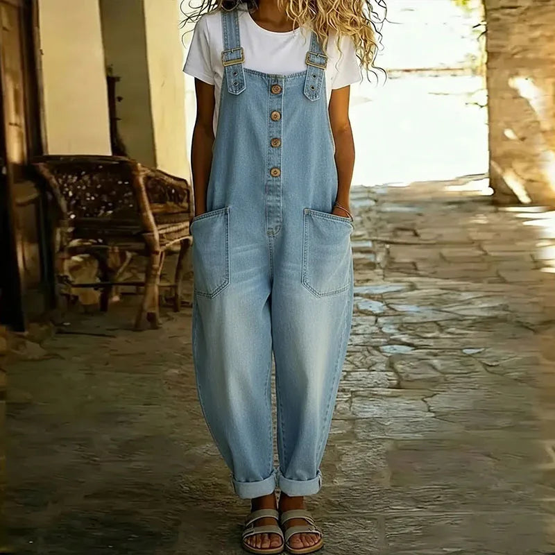Saylor | Timeless Soft Denim Dungarees with Adjustable Straps