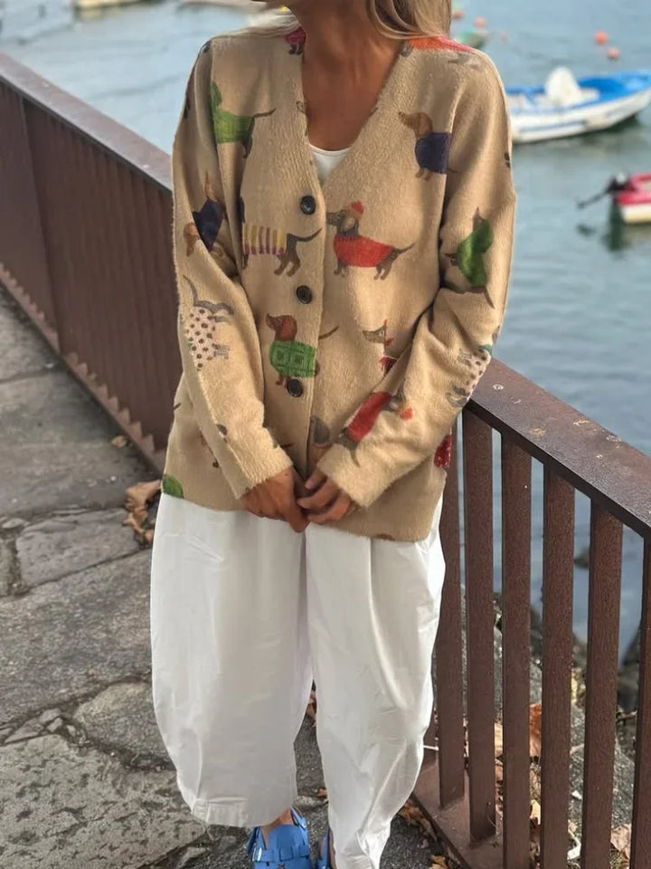 Lucy | Women's cardigan with dachshund print