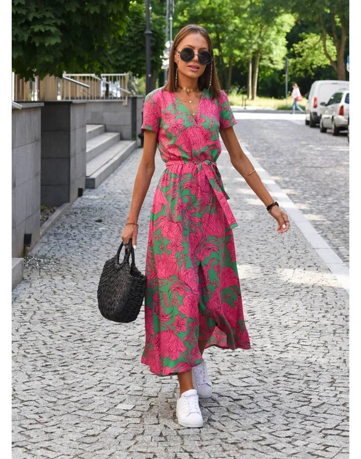 Elsa | Midi Dress with Split in Floral Print