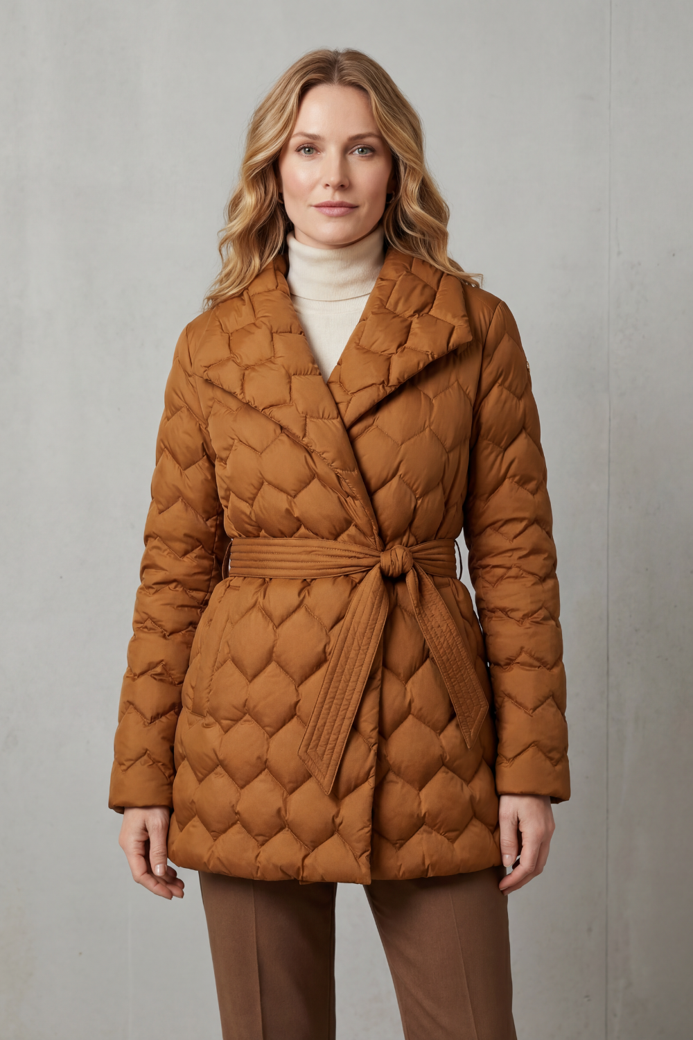 Solenza | Women's Sculpted Quilt Belted Puffer Jacket