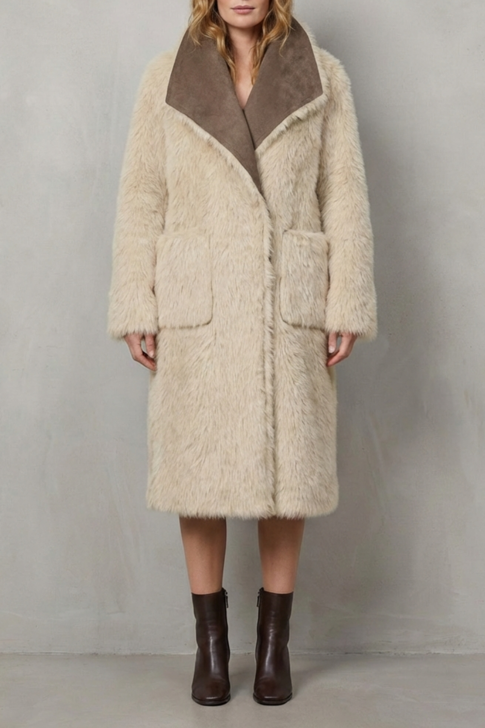 Virellia | Women's Reversible Texture Faux Shearling Coat