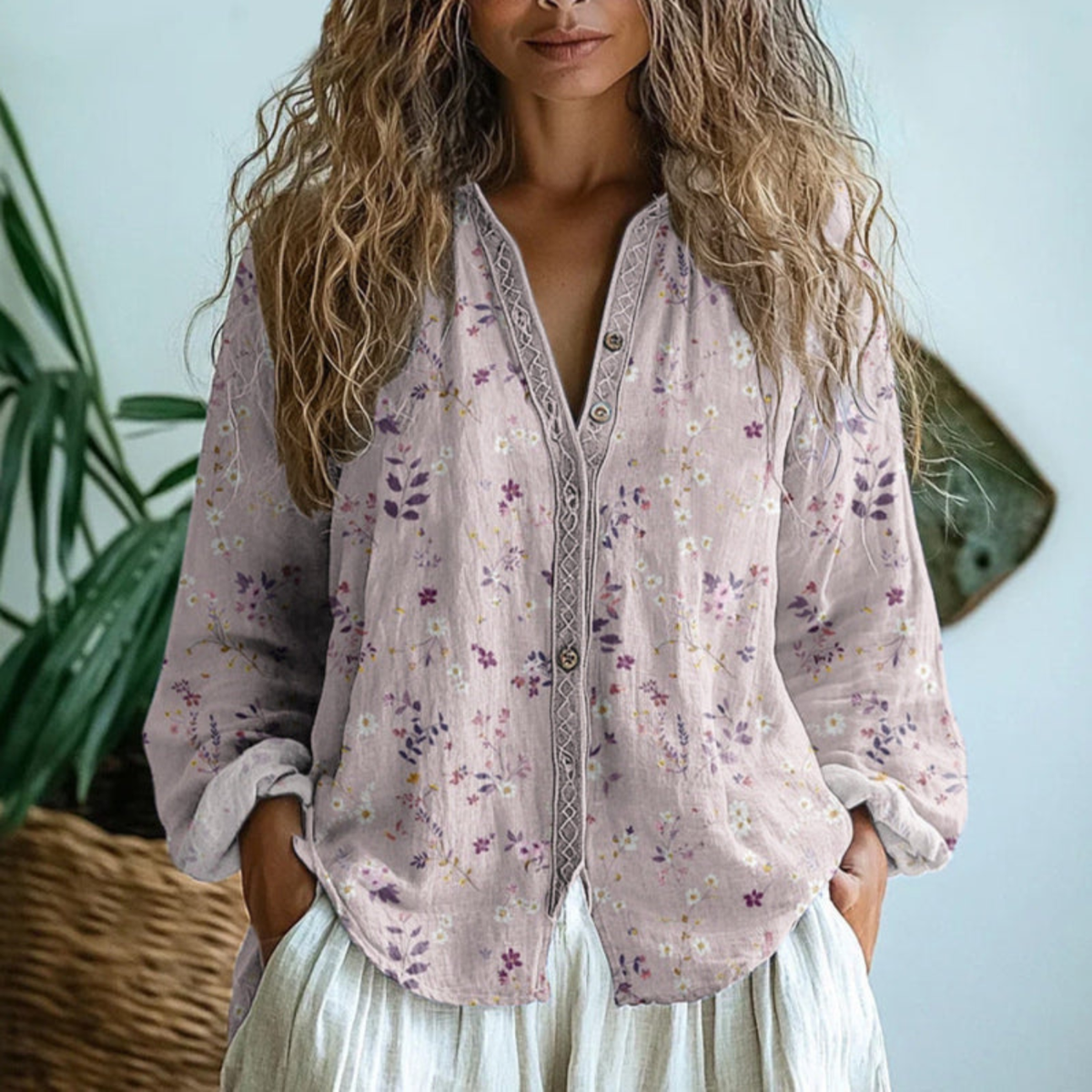 Wen | Women's Long Sleeve Button-Down Blouse