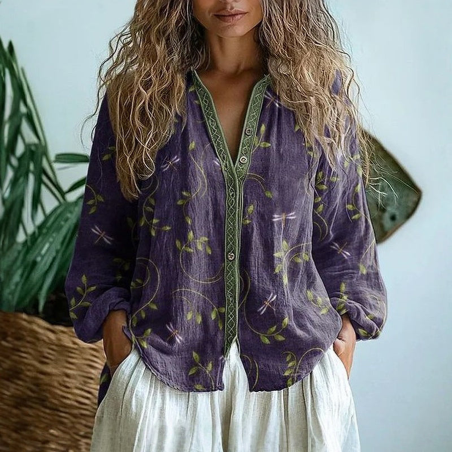 Wen | Women's Long Sleeve Button-Down Blouse