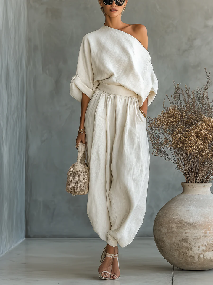 Eleonora | Chic One-Shoulder Two-Piece Ensemble