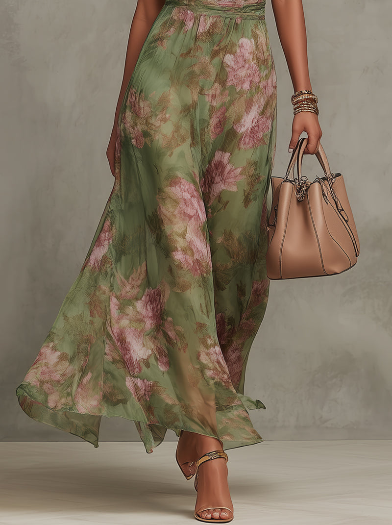 Livia™ | Chic Floral Maxi Halter Dress