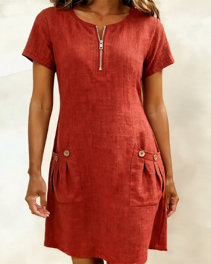 Jemma | Cotton Dress with Zip Pocket