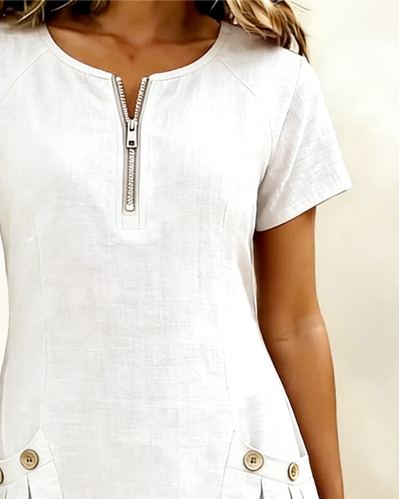Jemma | Cotton Dress with Zip Pocket