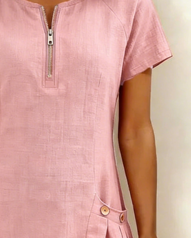 Jemma | Cotton Dress with Zip Pocket