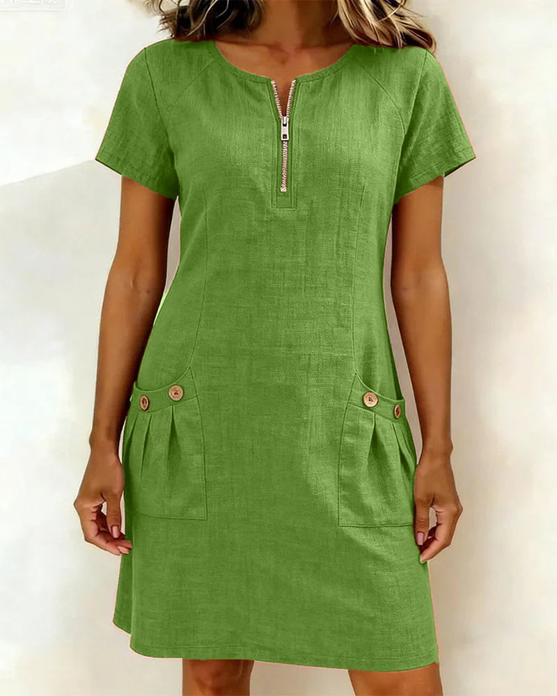 Jemma | Cotton Dress with Zip Pocket