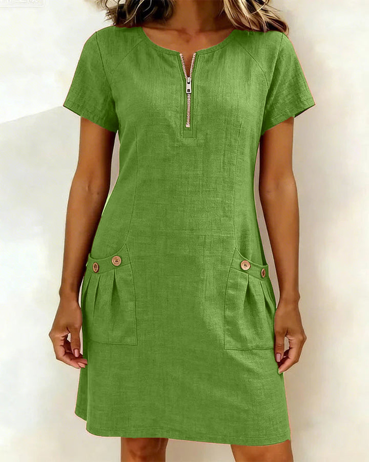 Jemma | Cotton Dress with Zip Pocket