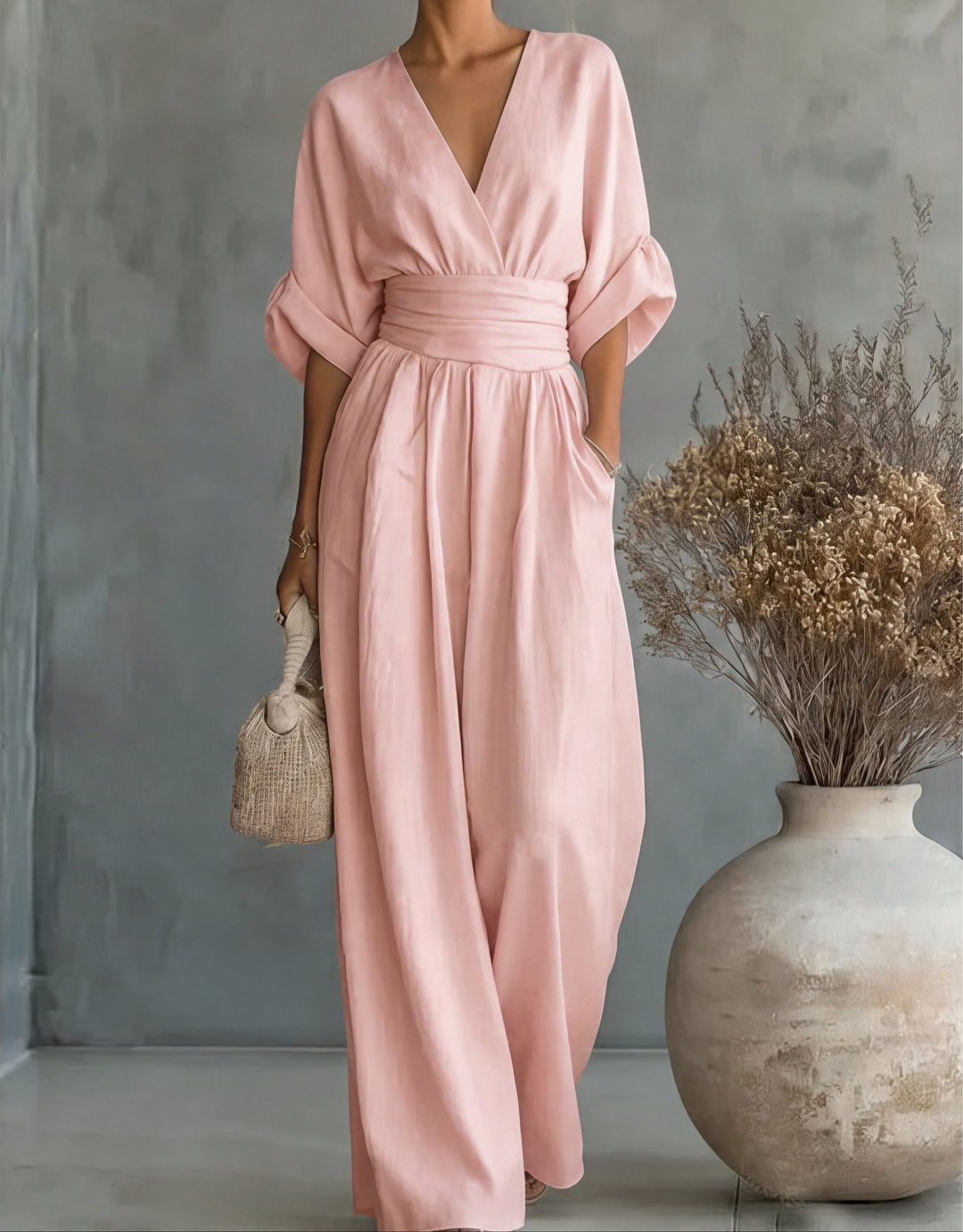 Daniela - Elegante mono con escote en V y pantalones anchos
