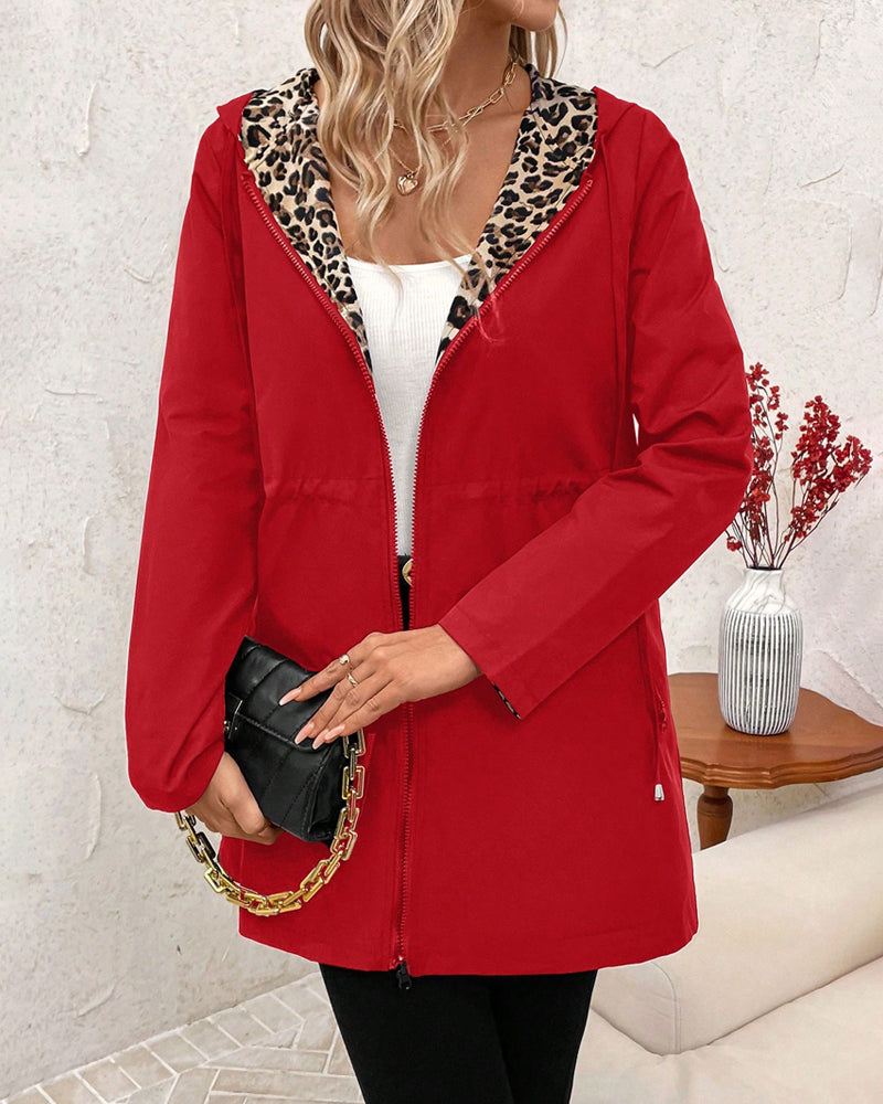 Aleah | Women's Leopard Print Reversible Coat