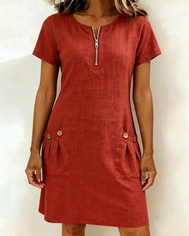 Jemma | Cotton Dress with Zip Pocket
