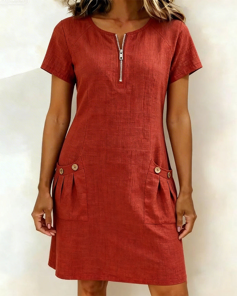 Jemma | Cotton Dress with Zip Pocket