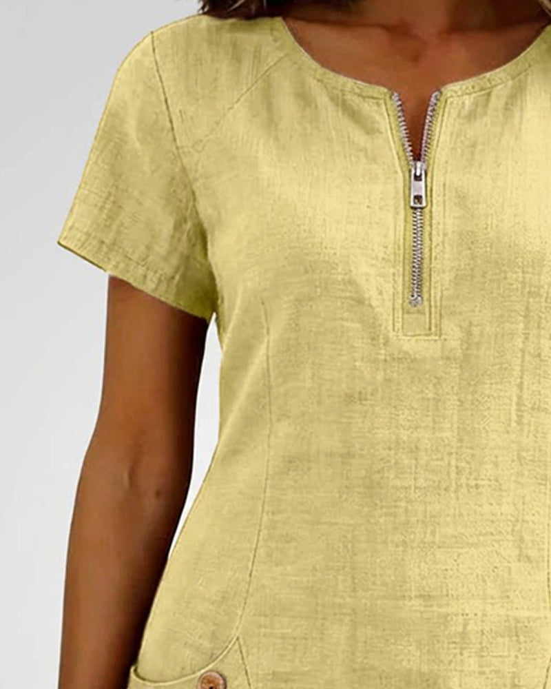 Jemma | Cotton Dress with Zip Pocket