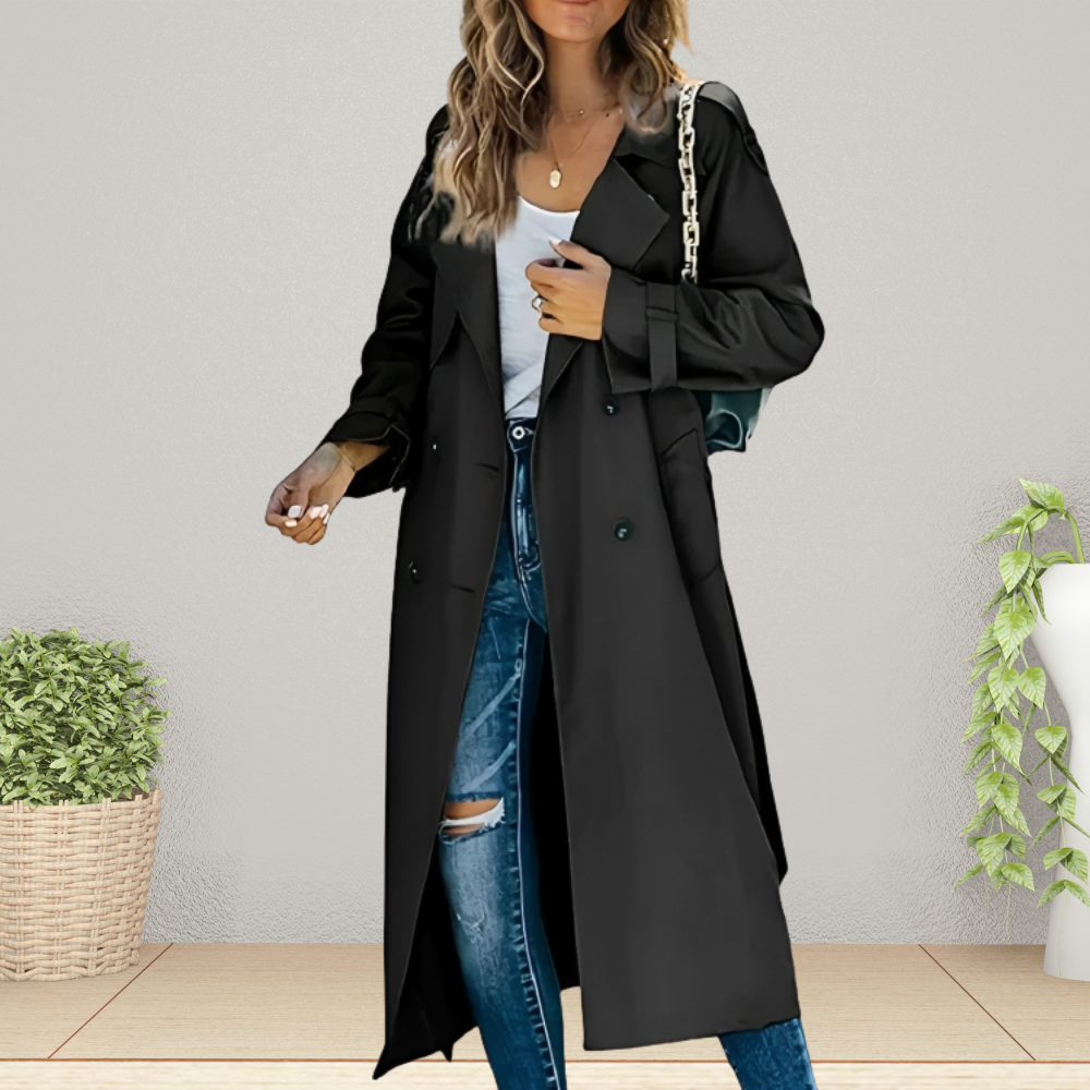 Beatrice | Women's Double-Breasted Trench Coat Mid-Length Regular Fit