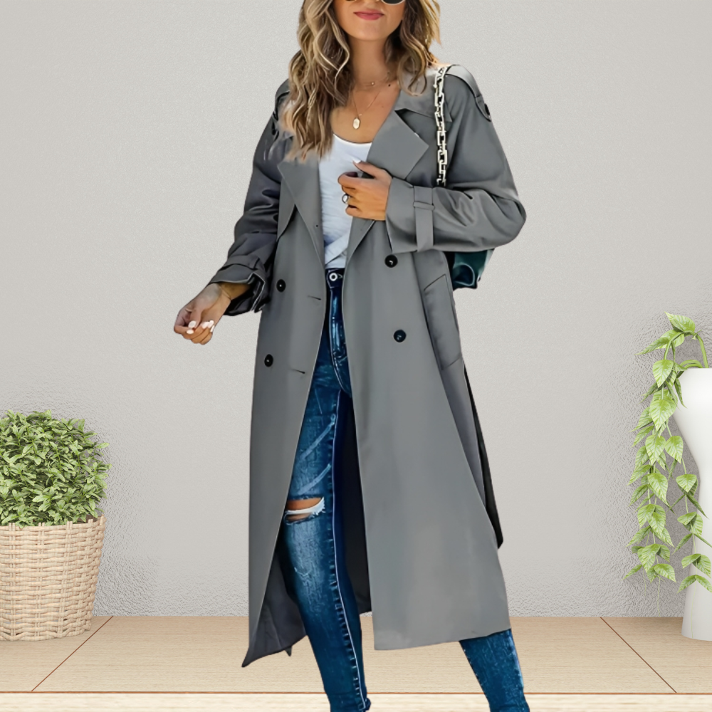 Beatrice | Women's Double-Breasted Trench Coat Mid-Length Regular Fit