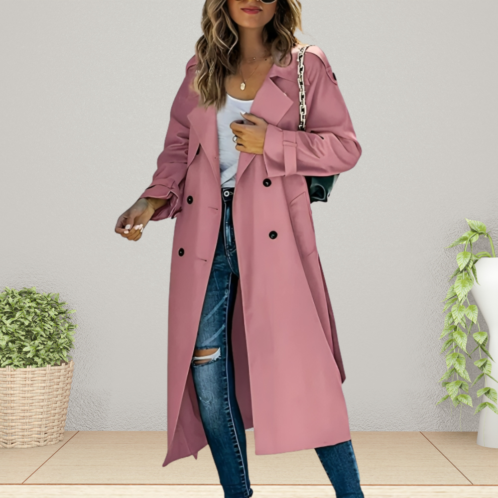 Beatrice | Women's Double-Breasted Trench Coat Mid-Length Regular Fit