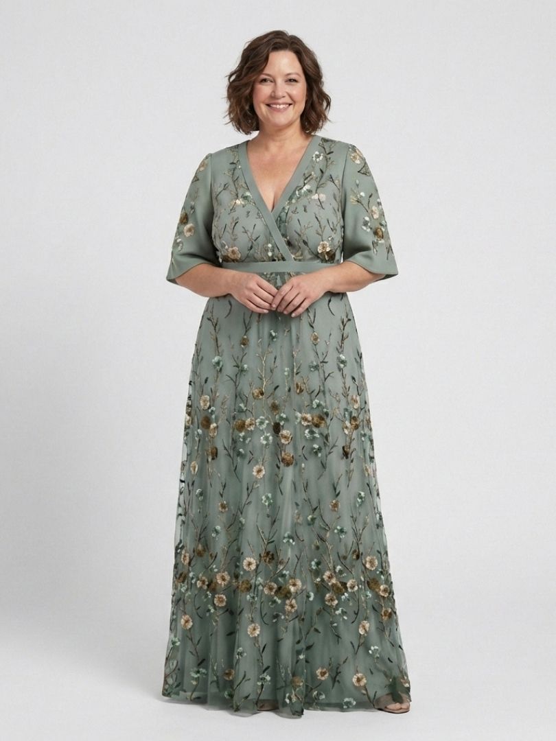 Evadne | Short Sleeve Floral V-Neck Maxi Dress